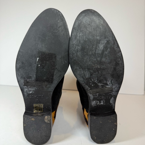 Schutz Boots Leopard Print Black Suede Pony Hair Ankle Boots Size 8 - Picture 10 of 10